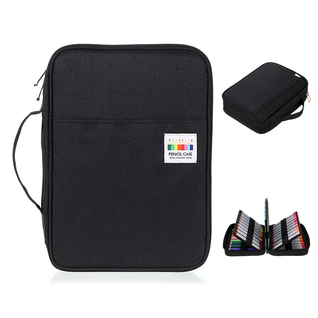 Case Pen Organizer Bag With Handy Wrap Zipper Multilayer Holder For Prismacolor Colored Pencils & Gel Pen Case