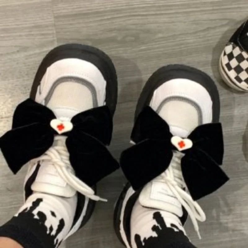 

Women's Vulcanize Shoes 2022 New Fashion Thick Soled Lace Up Women Shoes Bow Cute Shoes for Women Luxury Sneakers Women
