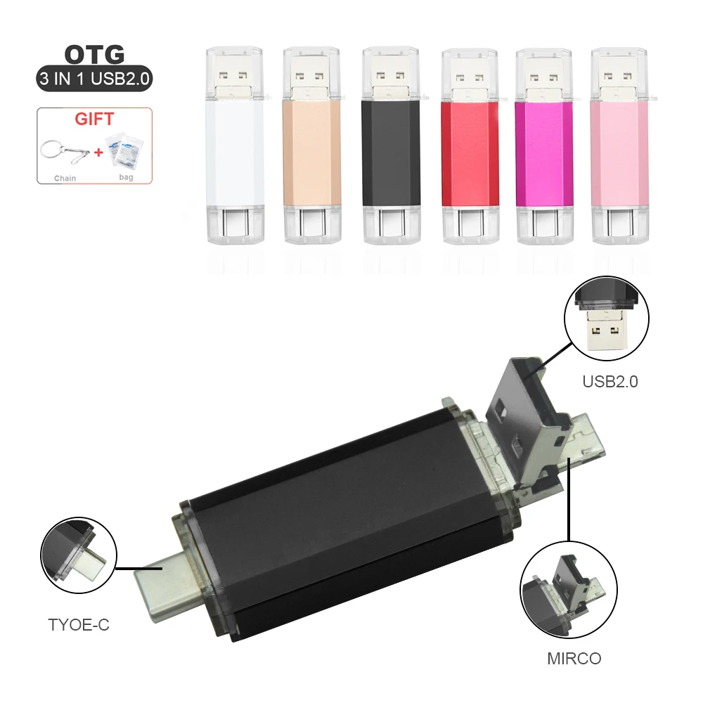 

USB-флеш-накопитель 3 в 1, USB 2,0, Type C, Micro USB, OTG, флеш-накопитель, 512 ГБ, 256 ГБ, 128 ГБ, 64 ГБ, 32 ГБ, флеш-накопитель, U-диск для смартфона