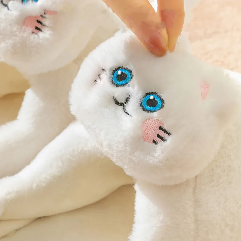 Winter Home Slippers Cute Hug Cat Slippers Soft Sole Cotton Slippers Men Women Winter Warm Floor Slippers Funny Indoor Slippers