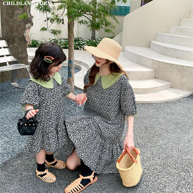 

Family Matching Clothes Summer Korean Mother Daughter Dresses Family Look Floral Mom And Daughter Dress Mommy And Me Clothes