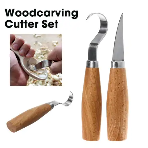 Нож для резьбы по дереву, набор ручных инструментов для резьбы по дереву, пилинга, скульптурная ложка, резьба по дереву с крючком
