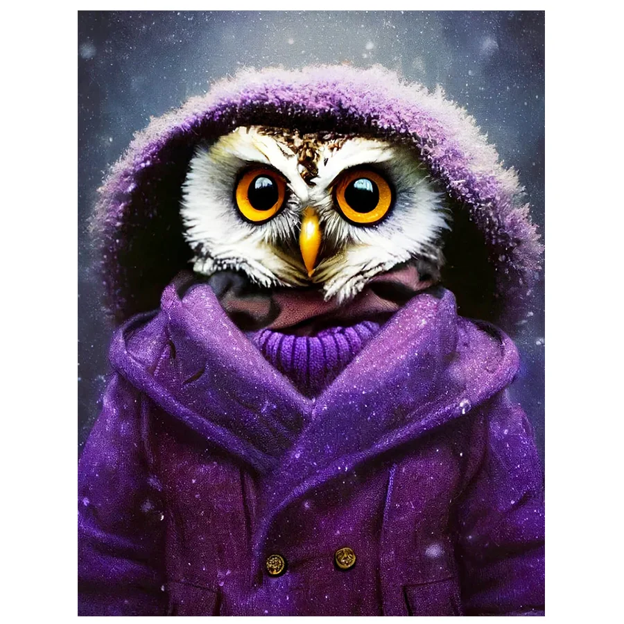 

2023 5D DIY diamond painting novelty mosaic picture owl in winter clothing home decoration full square/round masonry