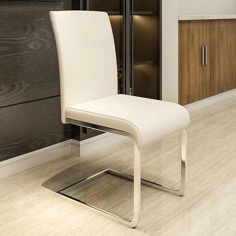 

Designer Leather Dining Chairs Accent Office Chaise Lounge Metal Living Room Chairs Ergonomic Bow Muebles Minimalist Dseign
