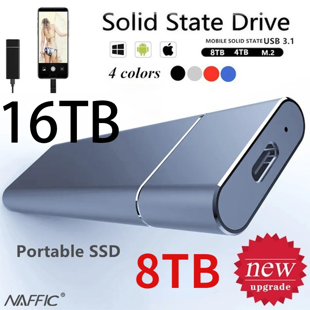 

Mini 16TB 4TB 2TB SSD High Speed Portable Mobile Hard Disk SSD External Hard Drive USB 3.1 Type-C Portable SSD Laptop HD