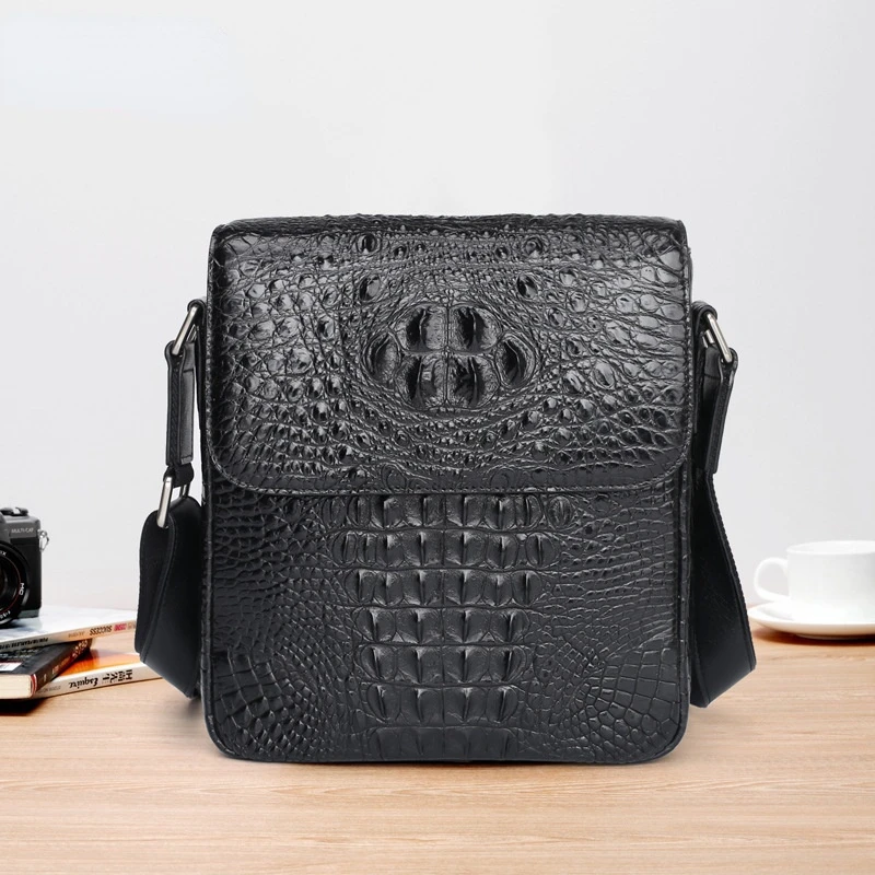 Men's Large Capacity Business Messenger Handbag Genuine Leather Leisure Single Shoulder Crossbody Bag High Quality Square Bag
