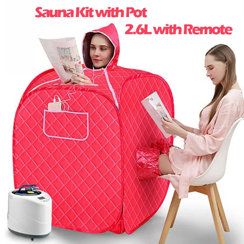 

Portable Sauna Kit 1 Person/2 Person Full Body at Home Spa Hat Tent 9 Temperature Include 2.6L Large Steamer with Remote Control