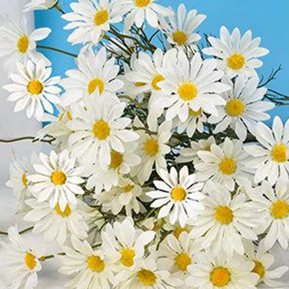 

Искусственный цветок с 5 головками, пластиковый Букет маргариток, украшение для свадебной вечеринки, домашнее цветочное украшение «сделай сам» для кофейни