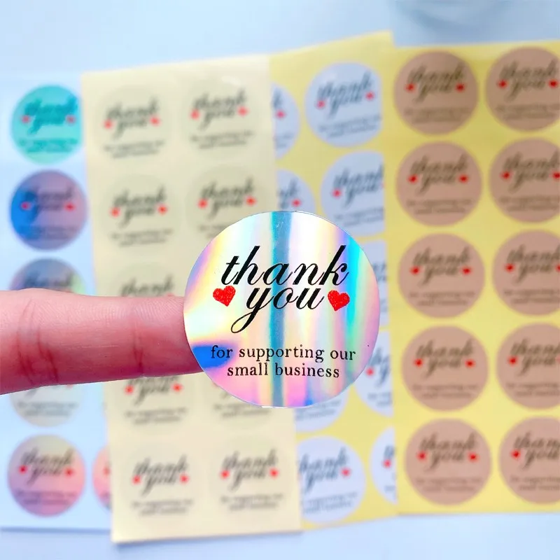 

100Pieces Red heart sealing sticker Thank you for your support decorative stickers white/Cowhide/Transparent/Plain silver 3.5CM