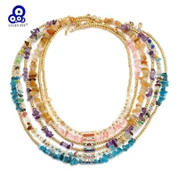 lucky eye bohemian irregular natural stone bead necklace turkish evil eye pendant necklace for women girls men jewelry be846