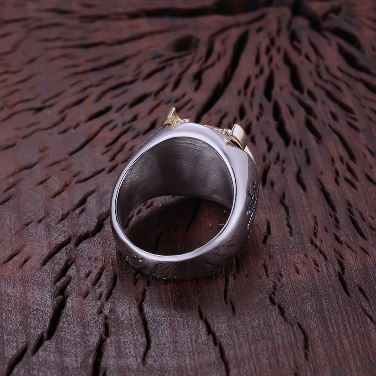 Викинг креативный дизайн золотого цвета кольцо с рунической головой волка