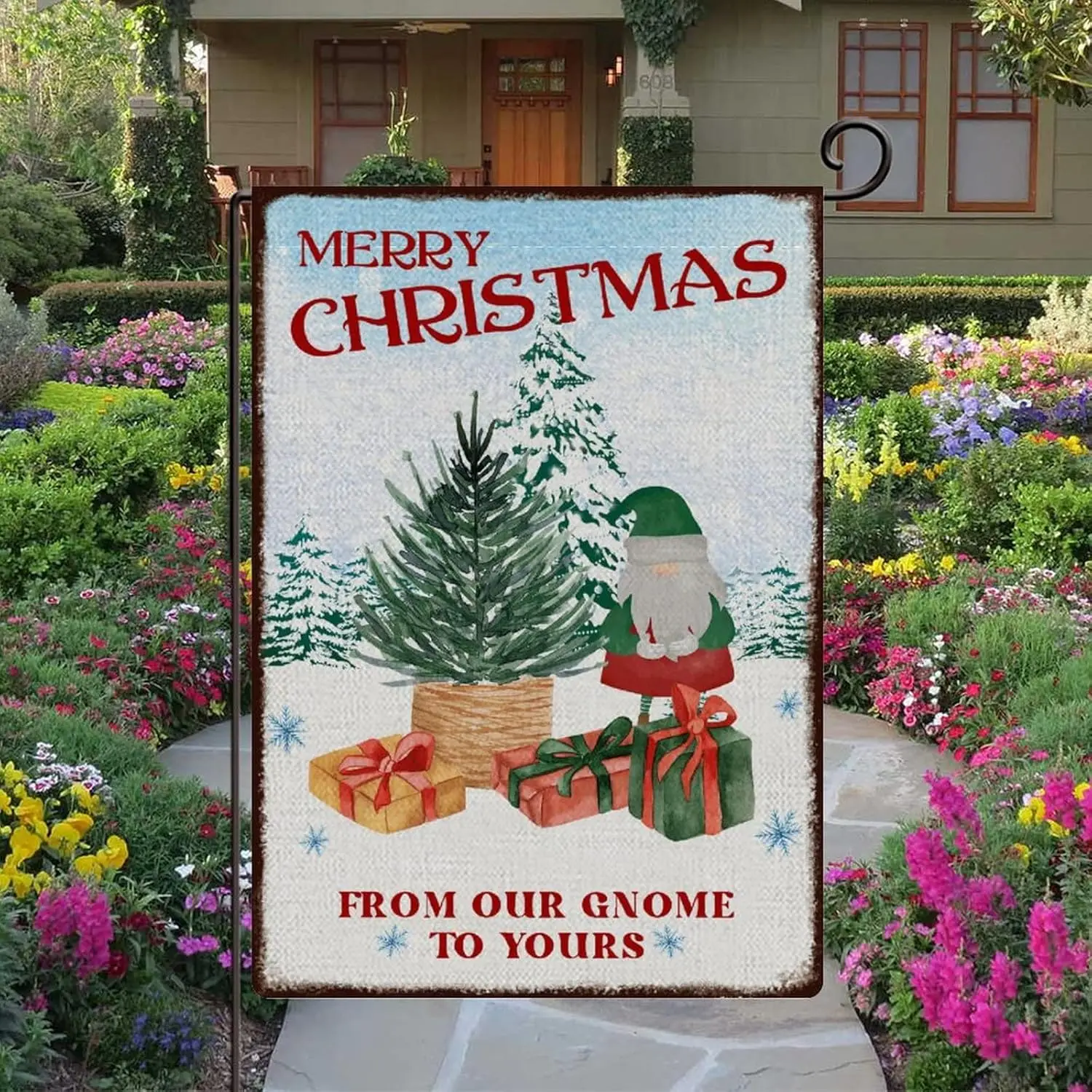 Флаги для двора на улице 12x18 Двусторонние от нашего гнома к рождеству Садовые