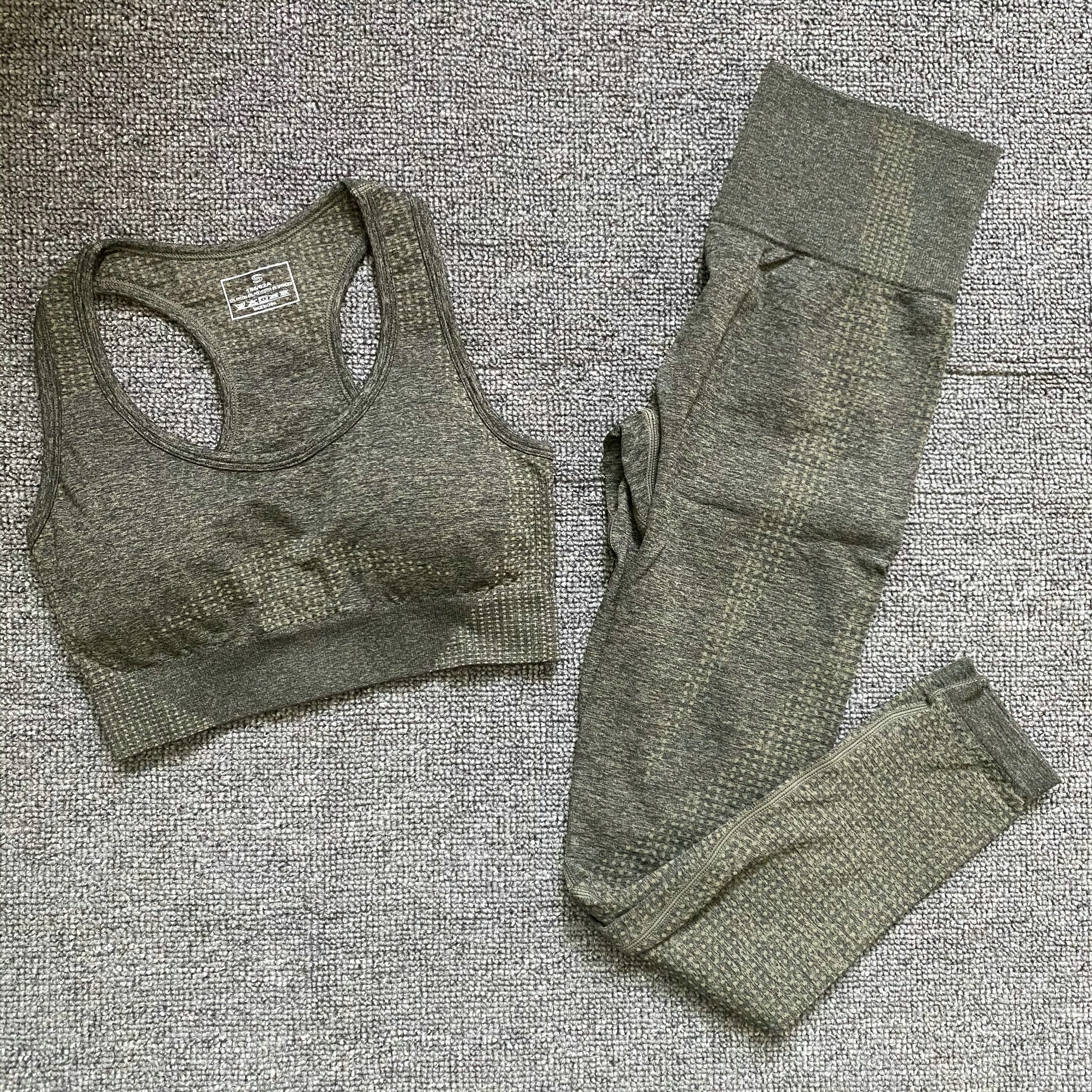 

2pcs Sports Suits Vital Seamless Yoga Set Women Fitness Clothing Sportswear Woman Gym Leggings Tights Padded Push-up Sports Bra