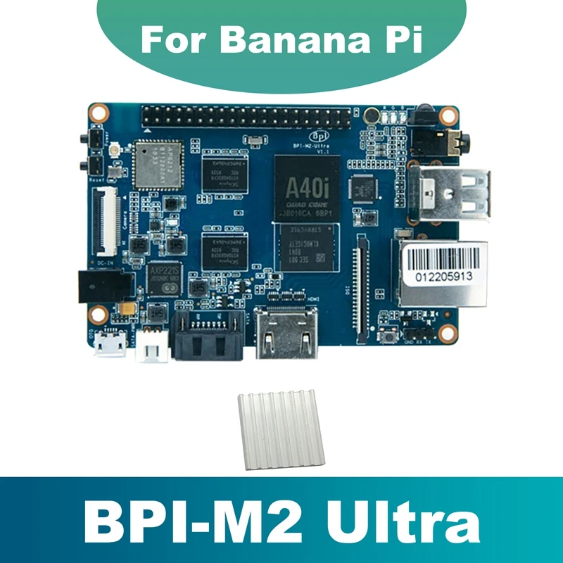 

HOT-For Banana Pi BPI M2 Ultra Development Board+Heat Sink Quad Core A40I 2G DDR3 RAM+8G EMMC For Android Ubuntu Linux