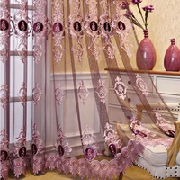 european style purple embroidered tulle curtains for bedroom window curtain for living room sheer curtains blinds custom made 5
