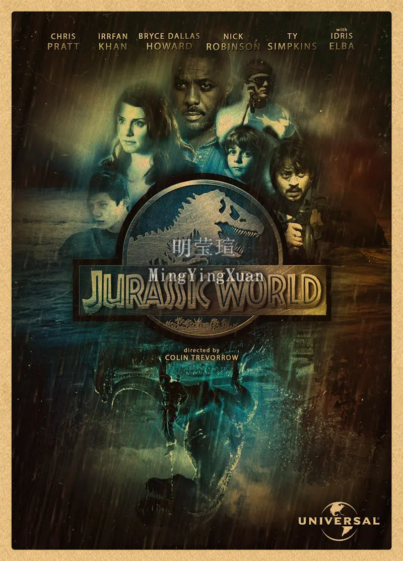 Плакат по мотивам фильма Парк Юрского периода динозавр мир ретро крафт-бумага