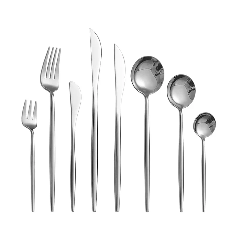 

4Pcs/Set Silvery Stainless Steel Cutlery Set For Kitchen Dinnerware Knife Fork Spoon Set Cutlery Set Tableware Set Of Dishes