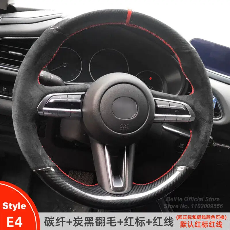 

Carbon Fiber Suede Car Steering Wheel Cover Warp For Mazda CX-30 Mazda 3 Axela