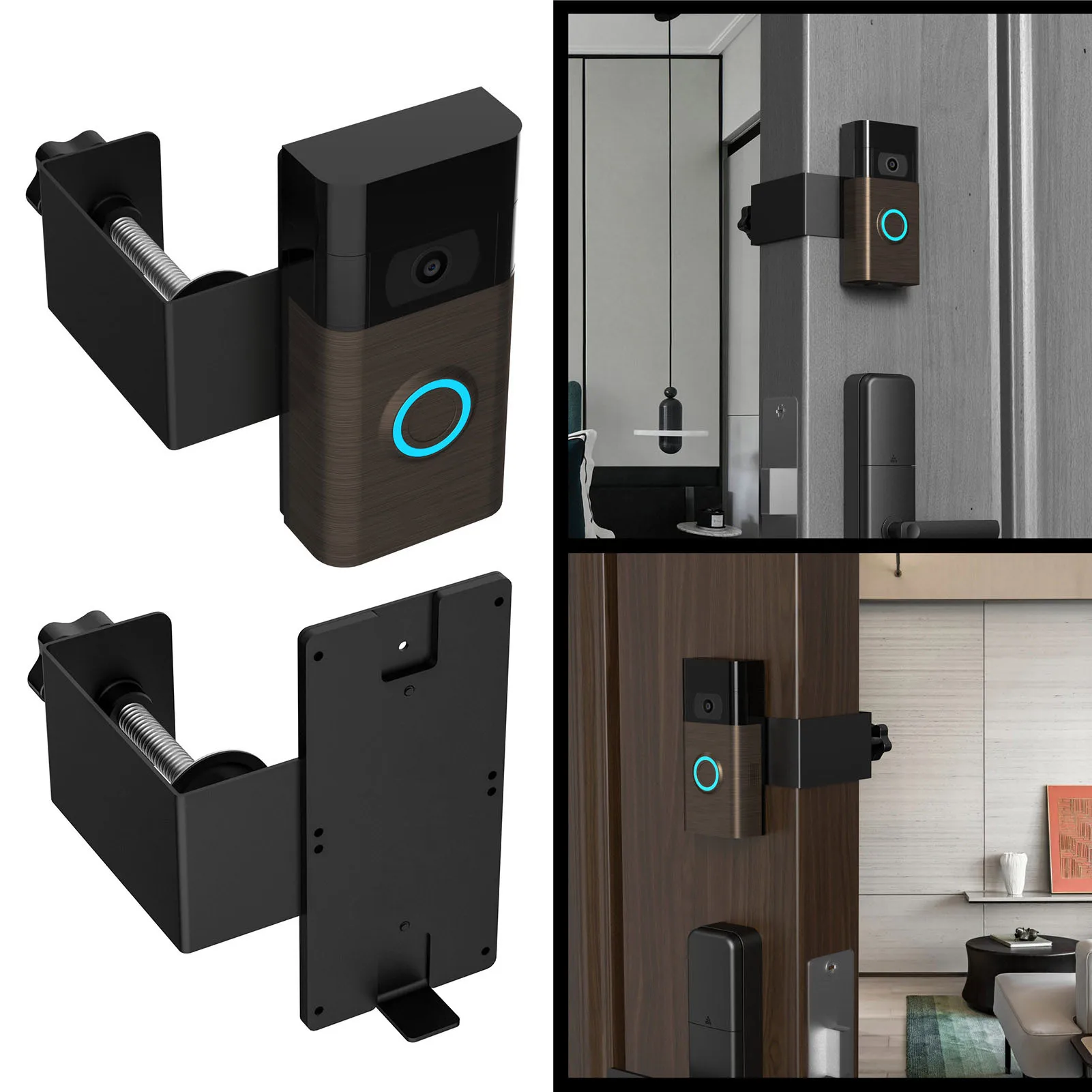 

Doorbell No-Drill Mount Angle Adjustment Bracket For Rings Video Doorbell 3 4 Generation Holder For Apartment Door Punch Free