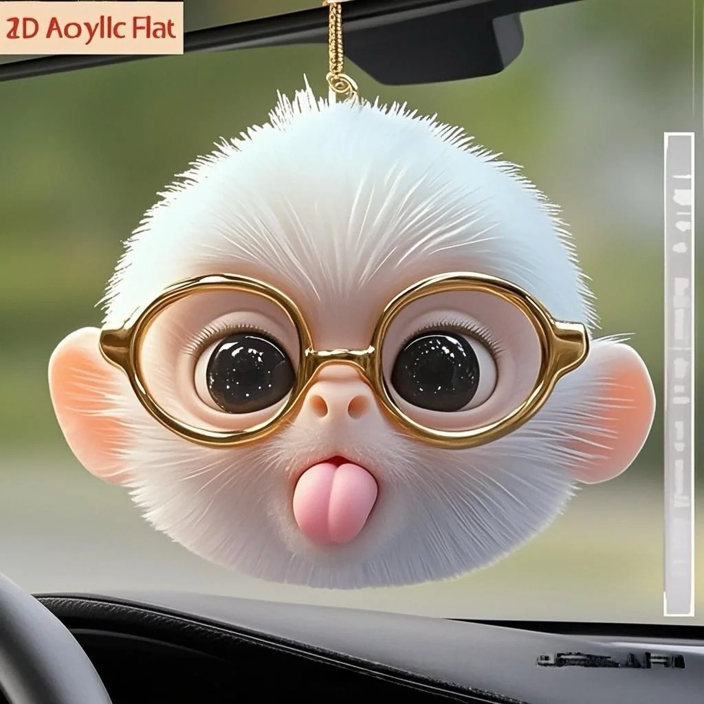 

2D плоский акриловый брелок для автомобиля, зеркало заднего вида, рюкзак с изображением животных, преувеличенная великоглазая обезьяна, аксессуар для подвесного декора автомобиля