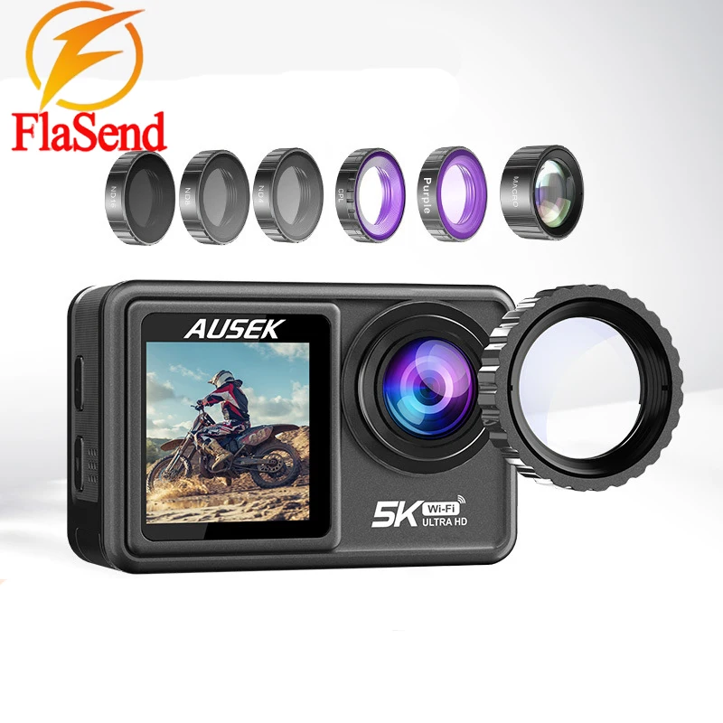 

Waterproof Outdoor Cycling 5K High-definition Dual Color Screen Anti-shake Wireless WIFI Digital Hot Sale Sports Camera