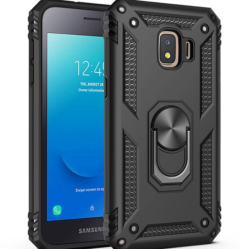 

Luxury Armor Shockproof Case For Samsung Galaxy J2 Core SM-J260F/DS J260 J2Core 2020 Silicon Bumper Hard Cover Metal Ring Holder