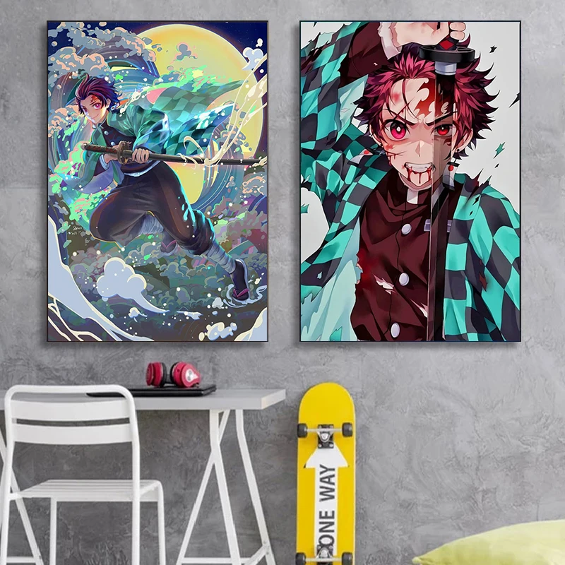 

Японское аниме, демон, убийца, Художественная печать, холст, живопись, плакат, принты, настенные картины, Современное украшение для дома, гос...