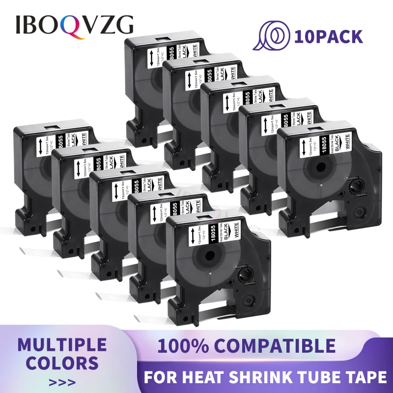 

IBOQVZG 10pk 18055 18056 18053 Compatible for DYMO Industrial Heat Shrink Tube 18051 18052 18054 18057 18058 for Dymo Rhino 4200