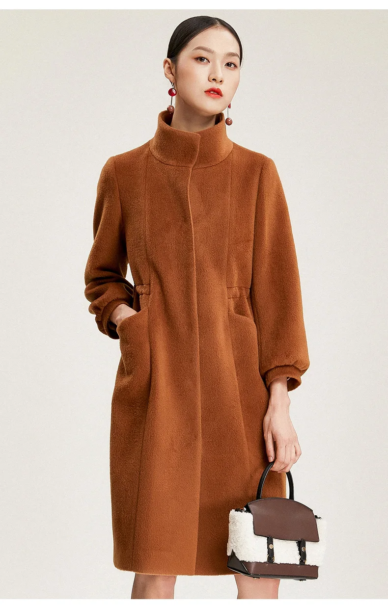 

Женское повседневное теплое пальто из овечьей шерсти, средней длины