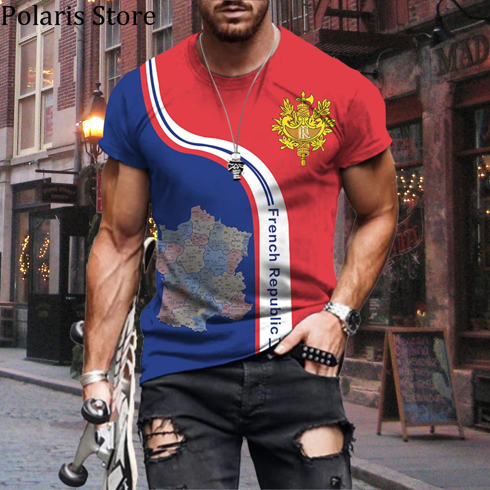 

France Flag T Shirt National Emblem French Republic Clothes Oversized Men Short Sleeve Tees Casual Tops République française