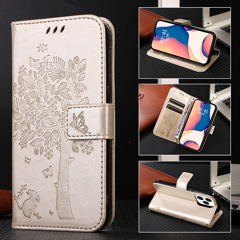 

Embossed Cat Wallet Case for Samsung Galaxy S22 S21 S20 S21FE S20FE S10 S9 S8 S7 Edge Note 20 10 9 8 PU Leather Flip Cover