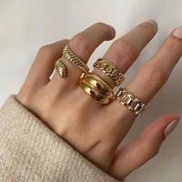4pcsset punk metal geometric round rings set gold color open rings for women fashion finger accessories buckle joint tail ring