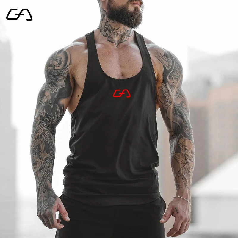 Купи Summer Men's Y Back Gym Stringer Tank Top Cotton Bodybuilding Sleeveless Man Fitness Muscle Workout Vest Gym Aesthetic Tops за 533 рублей в магазине AliExpress