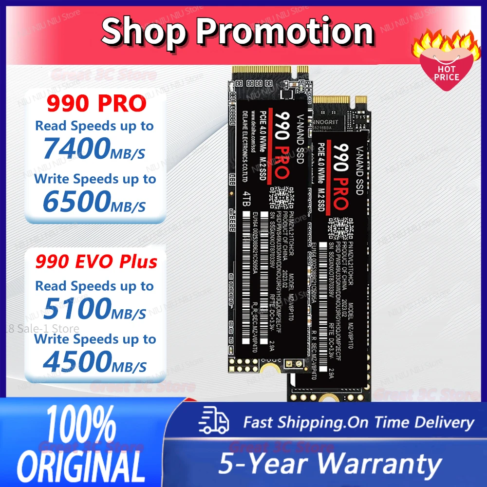 

2023 8TB 4TB 2TB SSD M2 NVME 980 EVO Plus 250GB Internal Solid State Drive 1TB hdd Hard Disk 990 PRO M.2 2TB for laptop Computer