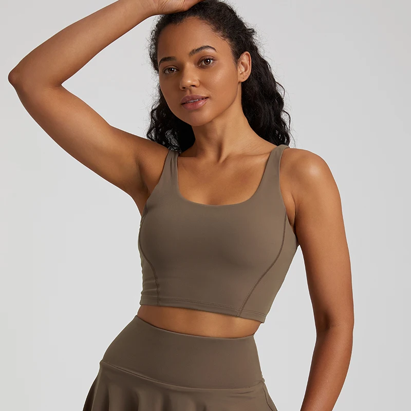 Спортивный удлиненный бюстгальтер Naked Feel средней длины женский топ с U-образной