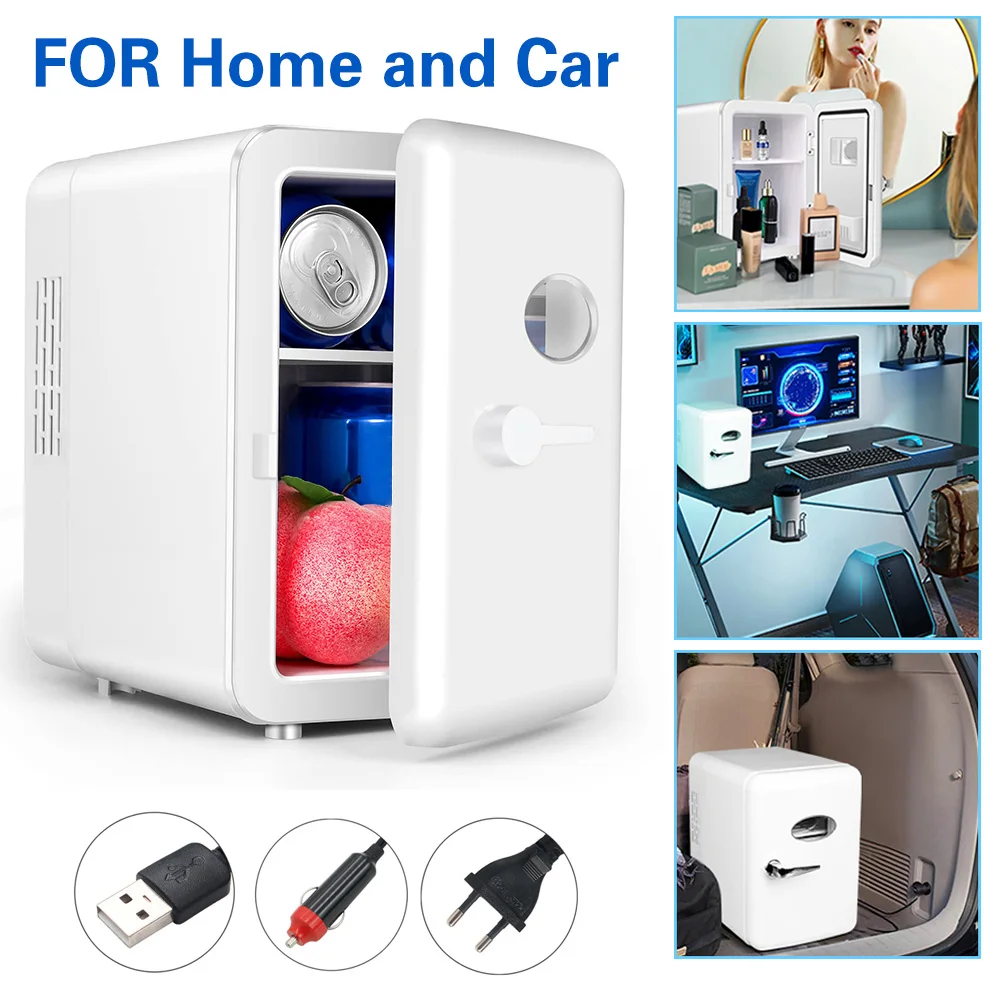 

4L 6Cans Small Refrigeration Warm Heat Mini Fridge Refrigerator Cosmetics Mask Beverage Dormitory Refrigerators Cooler