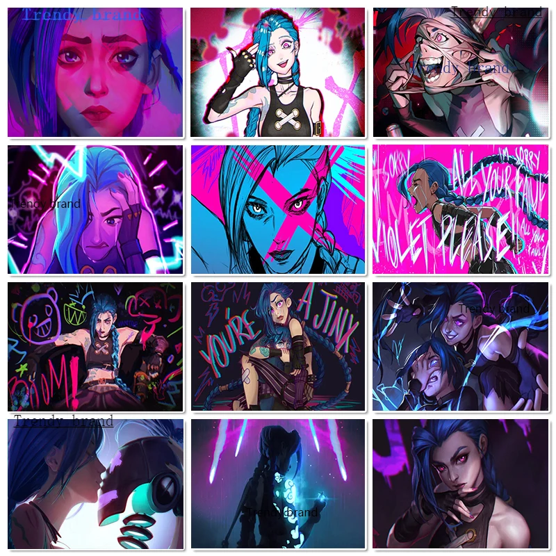 

Role Jinx Arcane League of Legends Canvas Painting Art Nordic Posters and Prints Wall Pictures for Living Room Decor Frameless