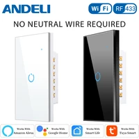 andeli tuya wifi smart light switch no neutral wire single fire touch rf433 sensor wall switch voice work with alexa google home