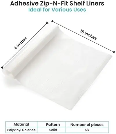 

Zip-N-Fit Solid Grip Drawer and Shelf Non-Slip Liner, 18" x 4', Ribbed Clear, 6 Count