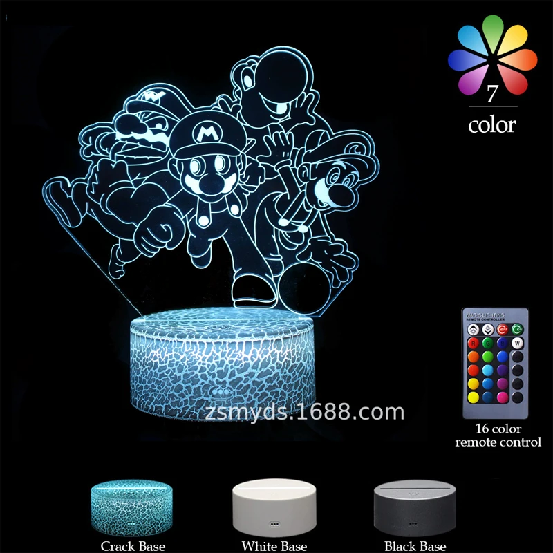 

Super Mario Colorful Creative 3D Light LED Night Light Touch Desk Lamp Visual Light Anime Led Light Room Lights Decor Anime Lamp