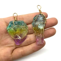 natural stone rainbow color crystal pendant irregular shape winding quartz crystal pendant fashion jewelry handmade diy necklace