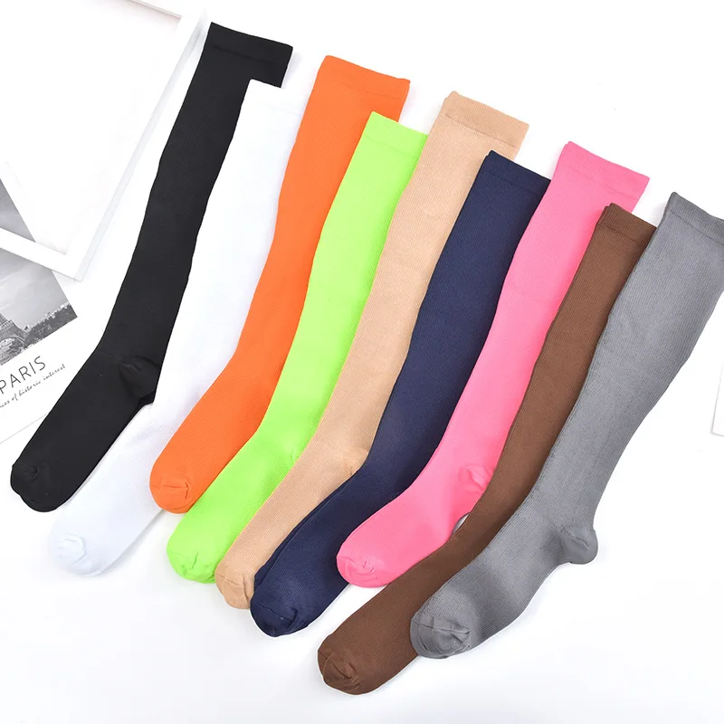 Pressure Socks Sport Adult CompressionSocks Solid Color 10 PAIRS Long Running Compression Sports Leg Socks Sport Women Socks