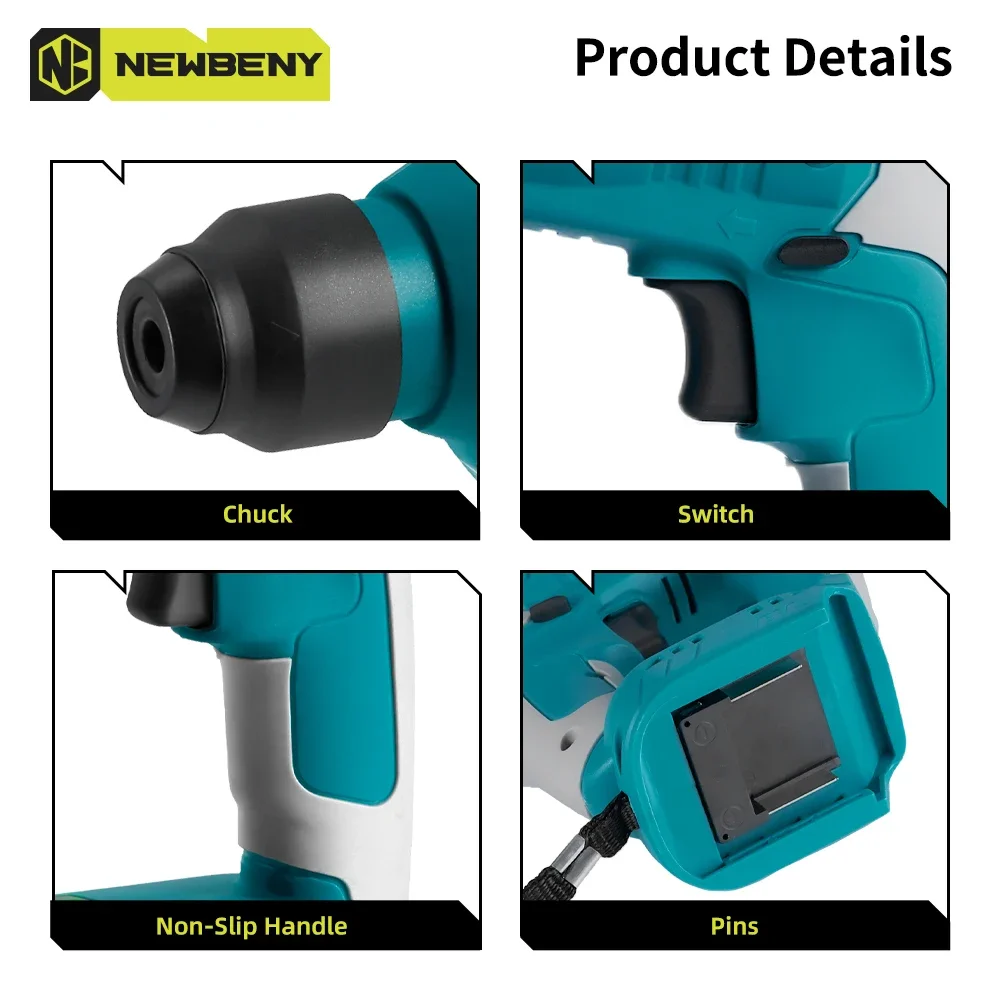 NEWBENY 10 мм Бесщеточная мини-электрическая ударная дрель 2 режима Аккумуляторная