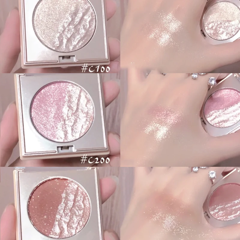 

Sdotter Mashed Potatoes Highlighter Diamond Double Color Highlight Palette Pink Golden Brighten Glitter Natural Contour Blush Ma