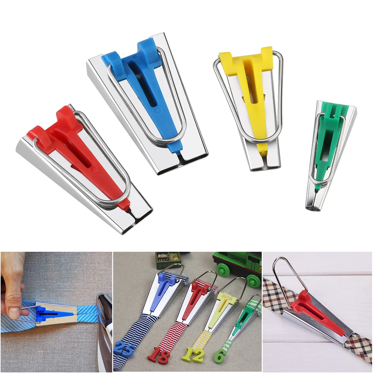 

4 Sizes 6mm 12mm 18mm 25mm Reusable Portable Sewing Quilting Tools Fabric Bias Tape Makers Binding Tools for Home Supplies