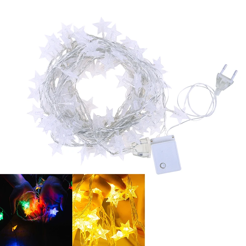 

Eu Plug 8.5M Led Star Fairy Garland String Lights Novelty For New Year Christmas Wedding Home Indoor Decoration Battery Powered
