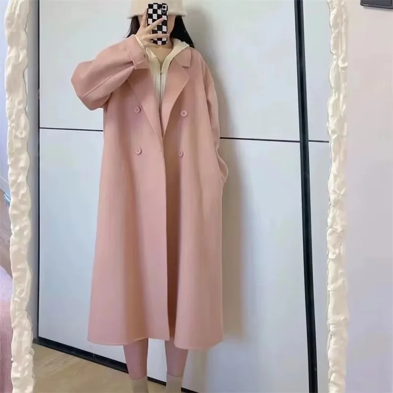 Осенне-зимняя верхняя одежда средней длины из смесовой шерсти Корейская женская