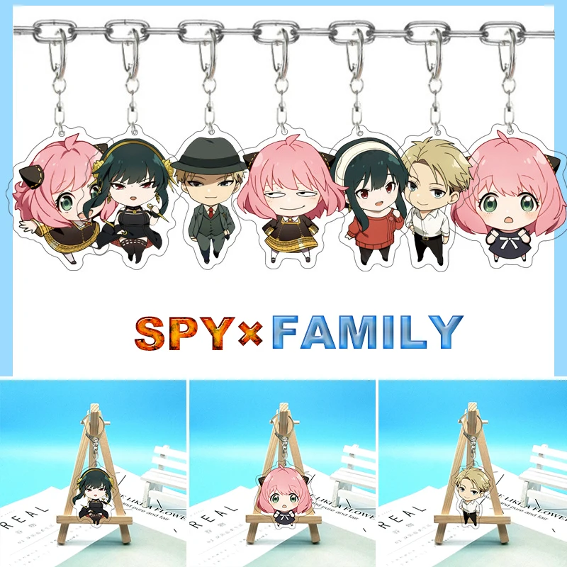

Новинка 2022, брелок для ключей в стиле аниме SPY X FAMILY, милая акриловая мультяшная фигурка, подвесные брелоки или Loid Anya Yor двухсторонняя искусст...