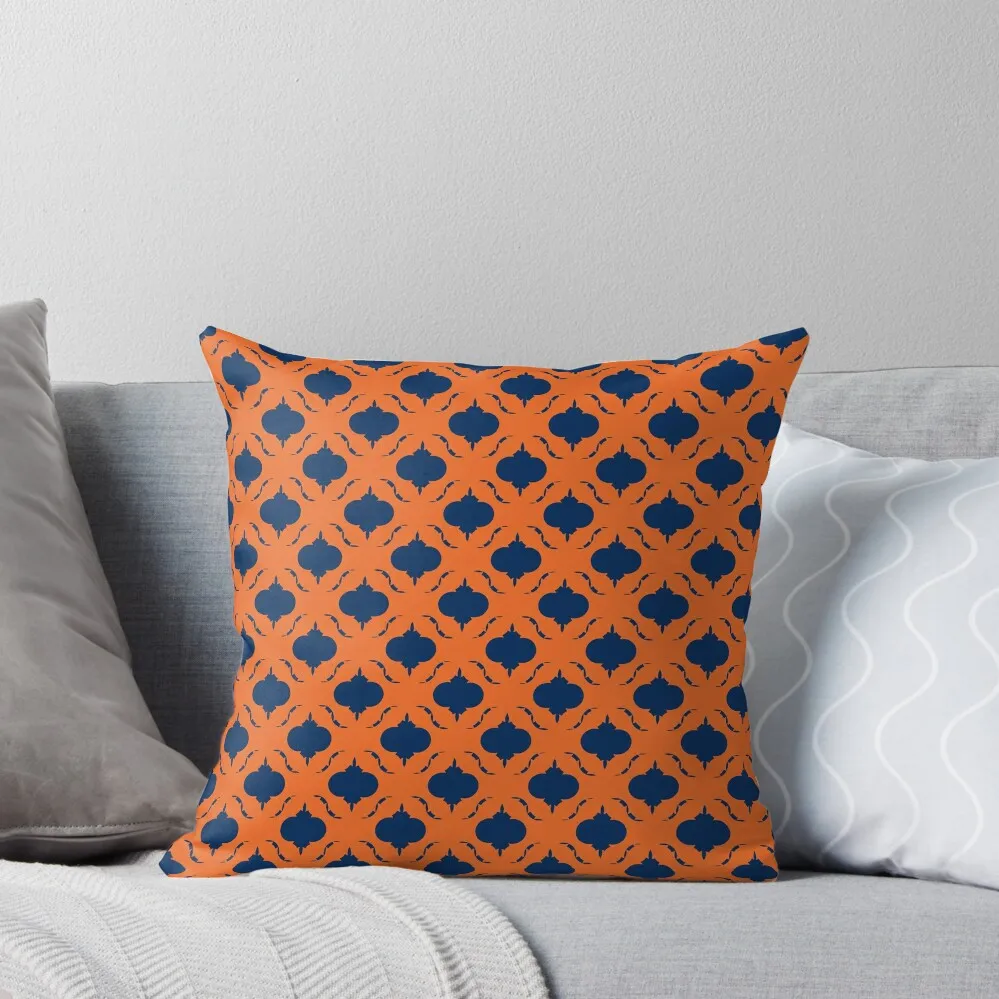 Orange &amp Navy Blue Quatrefoil Pattern Throw Pillow luxury home accessories Decorative Cushion Cover Luxury pillow