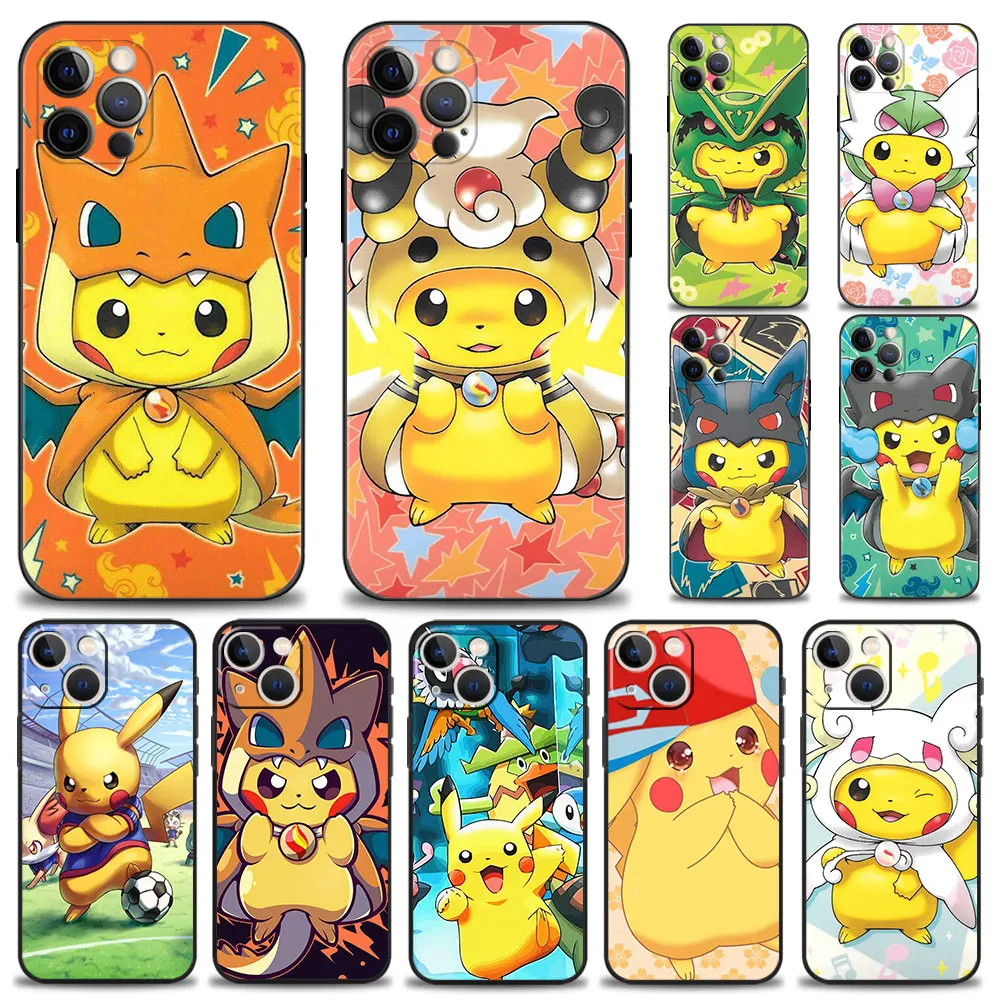 

Phone Case for Apple iPhone 13 11 12 pro max XS XR X 8 7 6 6s Plus SE 13promax 13mini 5 5S Cover Pokemon Super Stretchy Pikachu